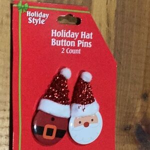 Christmas sets of 2 Santa hat button pins
